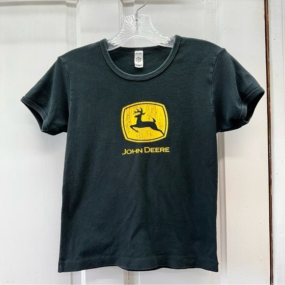 John Deere Other - John Deere distressed black yellow t shirt youth girls medium